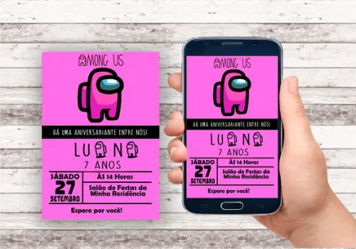 Convite Virtual - Among Us Menina