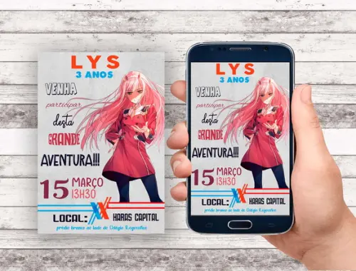 Convite Virtual - Anime / Zero Two