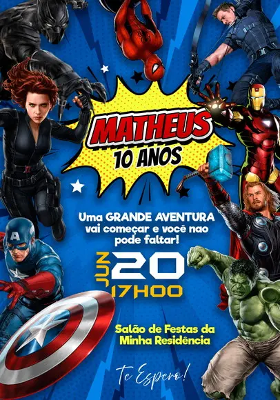Convite Virtual - Avengers/ Vingadores