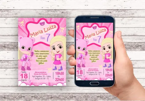 Convite Virtual - Aventureira Rosa
