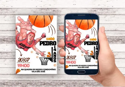 Convite Virtual - Bascketbool - Slam Dunk