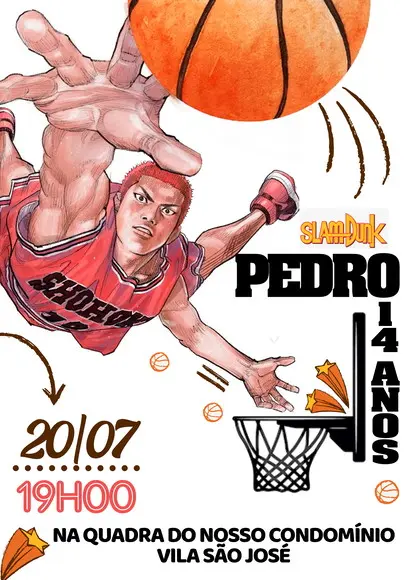 Convite Virtual - Bascketbool - Slam Dunk