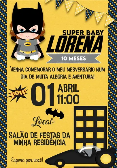 Convite Virtual - Batgirl Baby