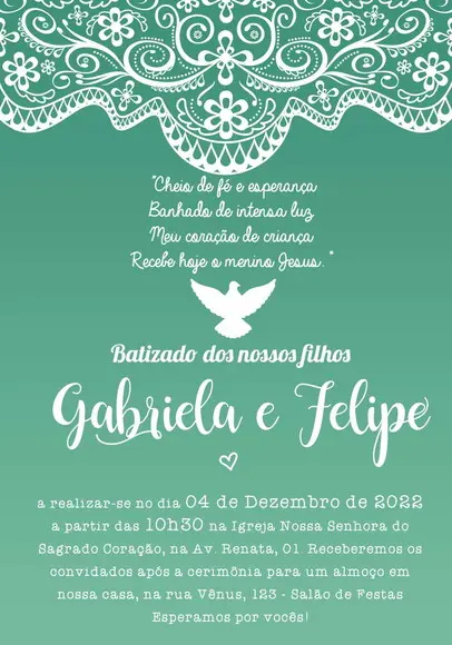 Convite Virtual - Batizado Verde