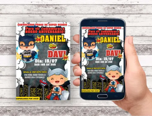 Convite Virtual - Batman e Thor