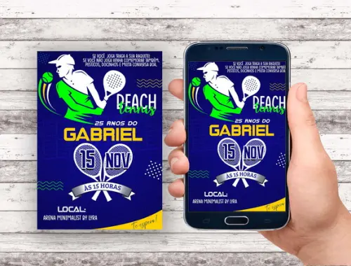 Convite Virtual - Beach Tennis Azul