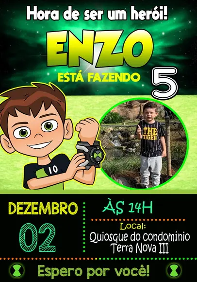 Convite Virtual - Ben 10 (com Foto)