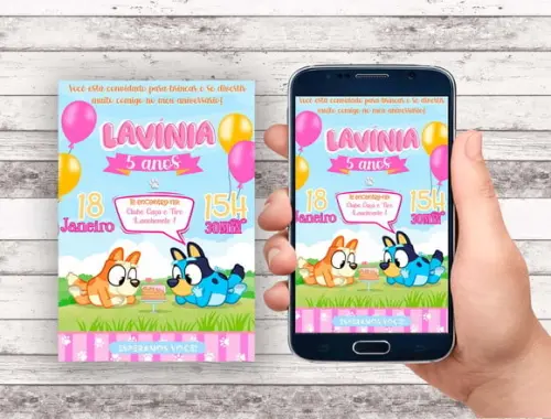 Convite Virtual - Bluey Menina