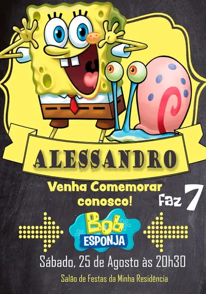 Convite Virtual - Bob Esponja 03