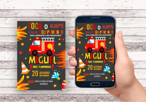 Convite Virtual - Bombeiros Cute 02