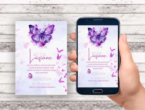 Convite Virtual - Borboleta Lilas
