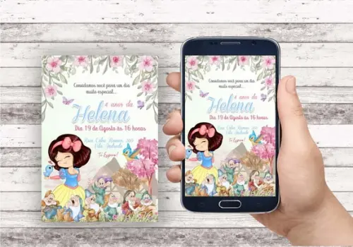 Convite Virtual - Branca de Neve Cute