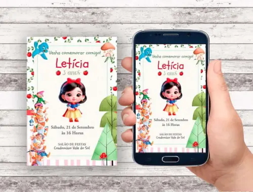 Convite Virtual - Branca de Neve Cute 02