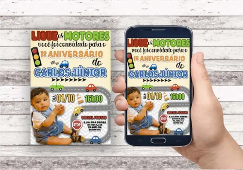 Convite Virtual - Carrinhos (com Foto)
