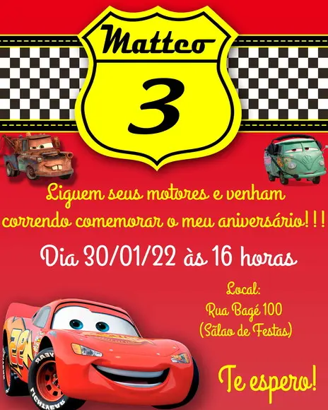 Convite Virtual - Carros