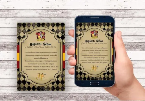 Convite Virtual - Carta Harry Potter