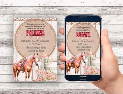 Convite Virtual - Cavalo Floral 02