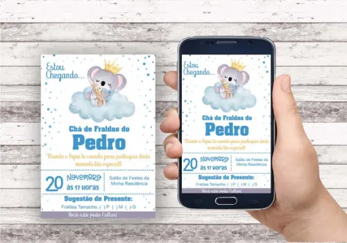 Convite Virtual - Cha de Bebe - Coala Menino