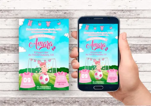 Convite Virtual - Cha de Bebe - Futebol de Fraldas