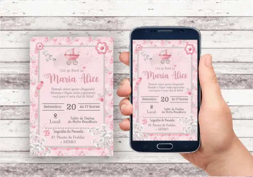Convite Virtual - Chá de Bebê Menina