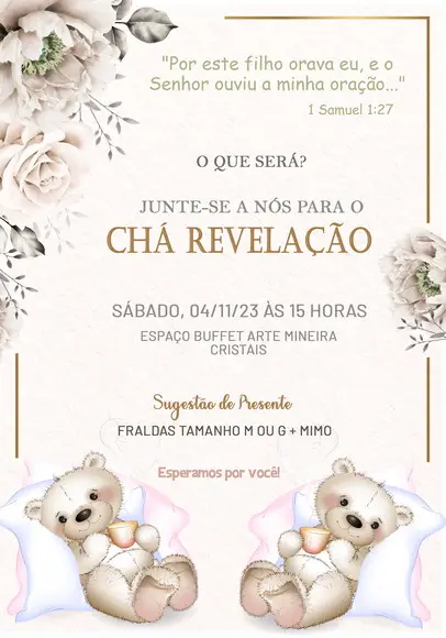Convite Virtual - Chá Revelação Gemeos