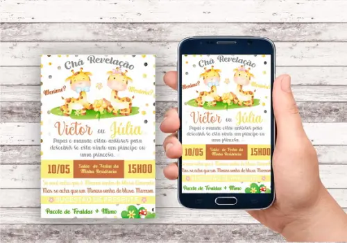 Convite Virtual - Cha Revelação Girafinha