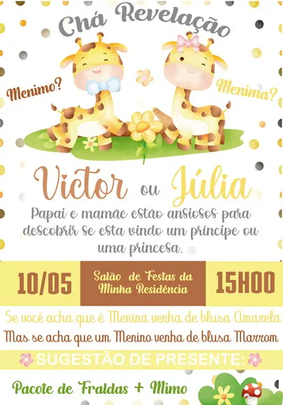 Convite Virtual - Cha Revelação Girafinha