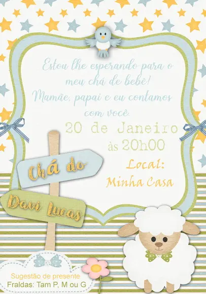 Convite Virtual - Cháade Bebê - Ovelhinha