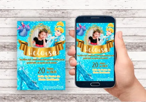 Convite Virtual - Cinderela com Foto