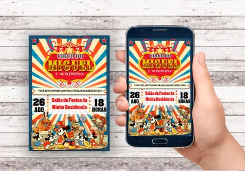 Convite Virtual - Circo do Mickey Vintage