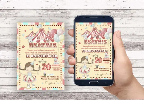 Convite Virtual - Circo Vintage Menina