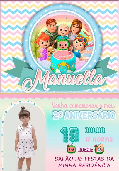 Convite Virtual - Cocomelon (com Foto)