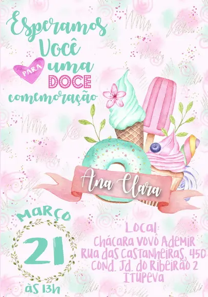 Convite Virtual - Confeitaria (doce Infância)