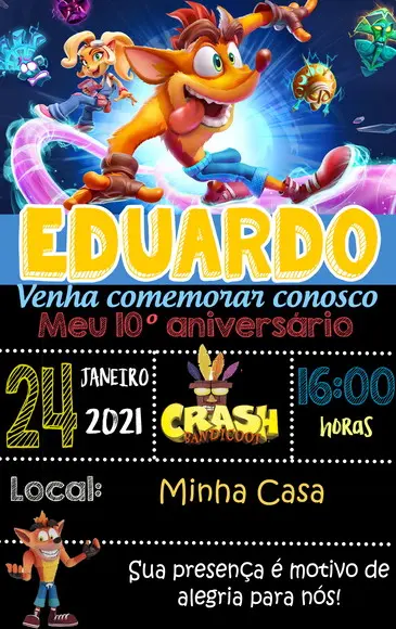 Convite Virtual - Crash Bandicoot