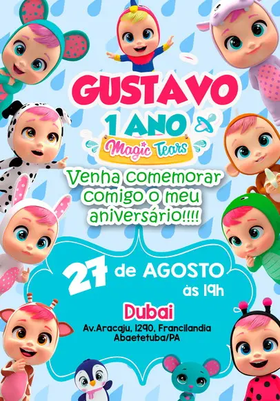 Convite Virtual - Cry Babies Menino