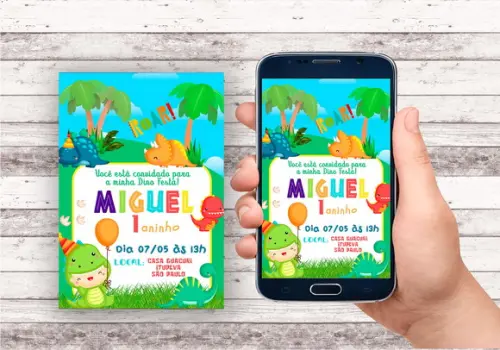 Convite Virtual - Dino Cute