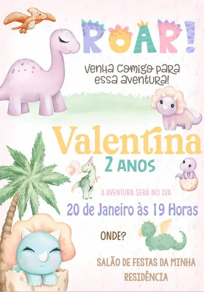 Convite Virtual - Dino Menina 02