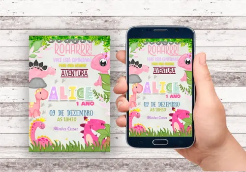 Convite Virtual - Dino Menina
