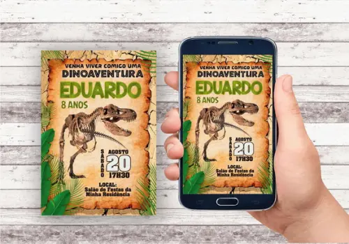 Convite Virtual - Dinossauro T-rex