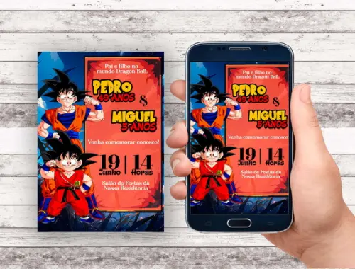 Convite Virtual - Dragon Ball Duplo (pai e Filho)