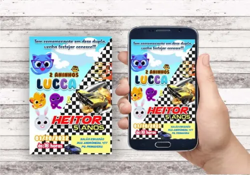 Convite Virtual - Duplo Bolofofo e Hot Wheels