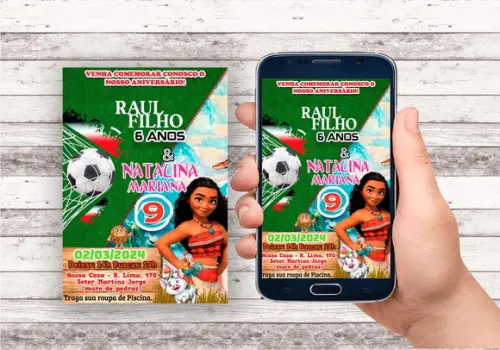 Convite Virtual - Duplo Futebol e Moana