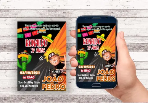 Convite Virtual - Duplo Naruto E Mexicana