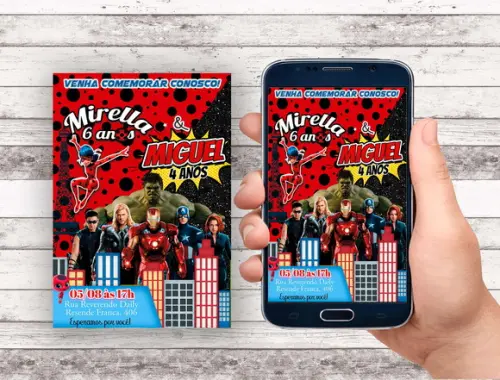 Convite Virtual - Duplo Vingadores e Outro Tema