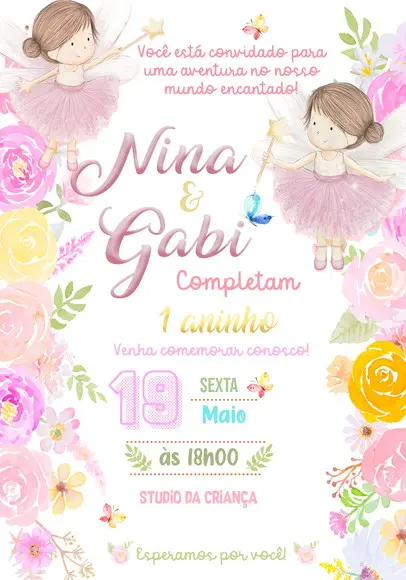 Convite Virtual - Fadas Gemeas