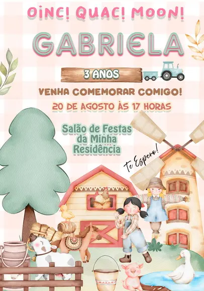 Convite Virtual - Fazendinha Boho Menina