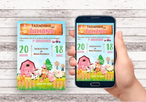 Convite Virtual - Fazendinha Menina