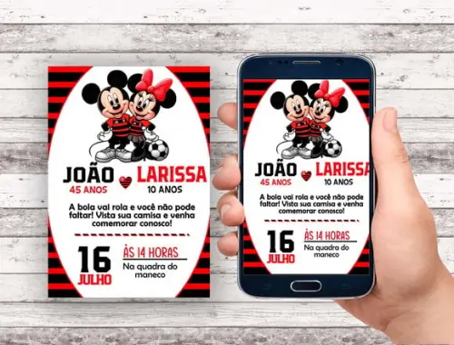 Convite Virtual - Flamengo (mickey e Minnie)