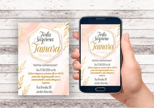 Convite Virtual - Floral Rose Gold