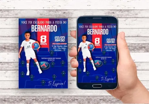 Convite Virtual - Futebol - Psg com Foto